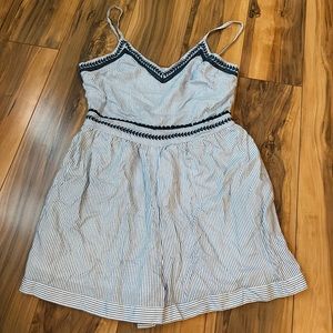 Blue and white stripped romper